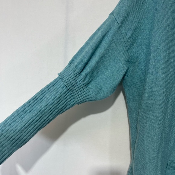 Nic + Zoe Active Open Front Cardigan Soft Teal Long Line Cotton Blend Size S/M - Picture 6 of 9